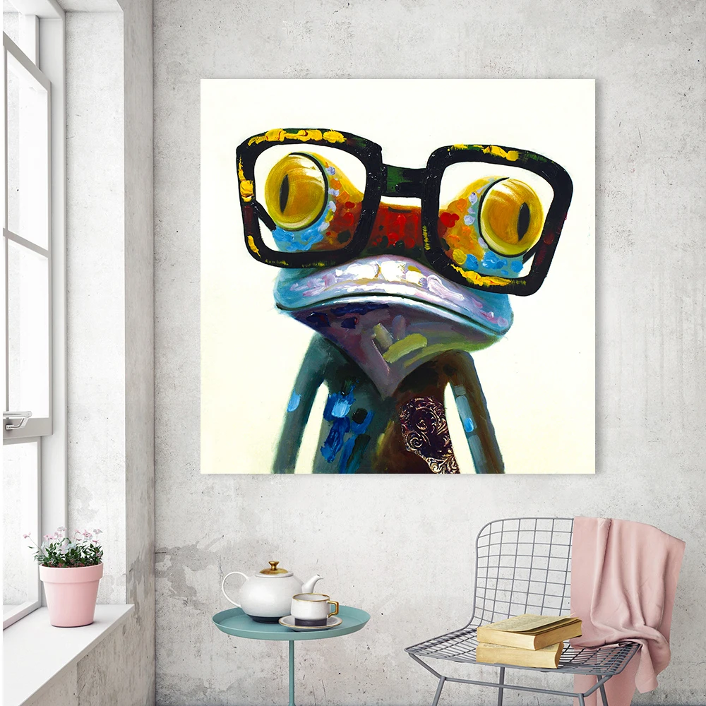 HDARTISAN настенная живопись с животными Холст Искусство лягушка со стеклянной