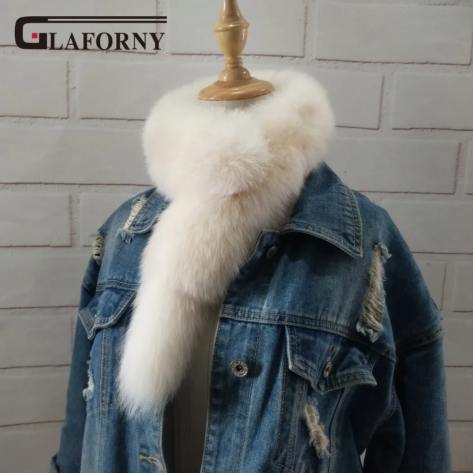 Glaforny 2018 женские шарфы из лисьего меха воротники натурального кольцо зимний