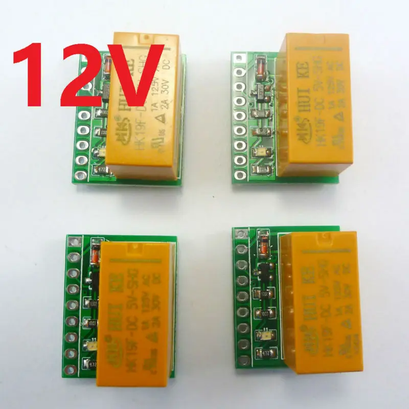 4 шт. DC 12 В 1CH DPDT релейная плата модуля сигнала HK19F PCB для светодиодного двигателя