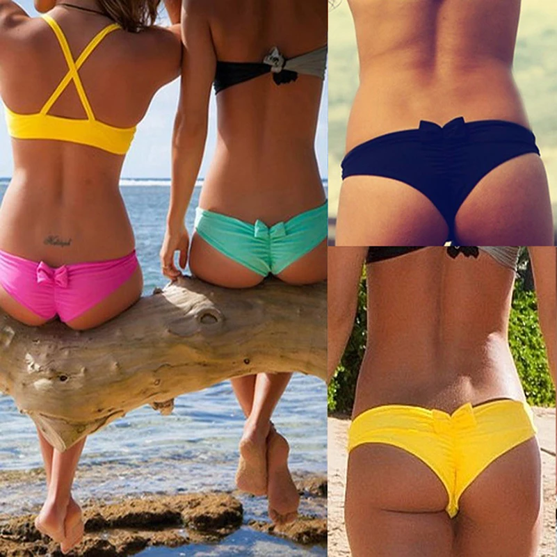 2018 бикини Низ Для женщин сексуальные луки Плавание Трусики для пляжные Нижнее
