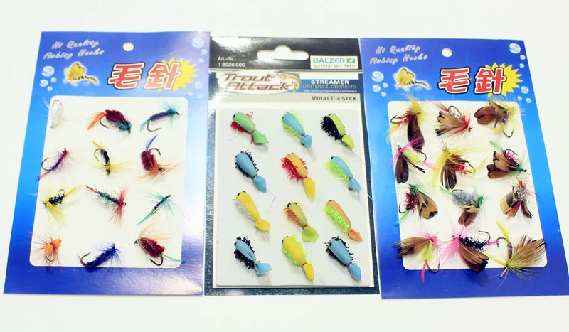 

KKWEZVA 36pcs Different styles Promotion Fly fishing Hooks Salmon Flies Trout Single Hook Dry Fly Fishing Lure Fishing Tackle