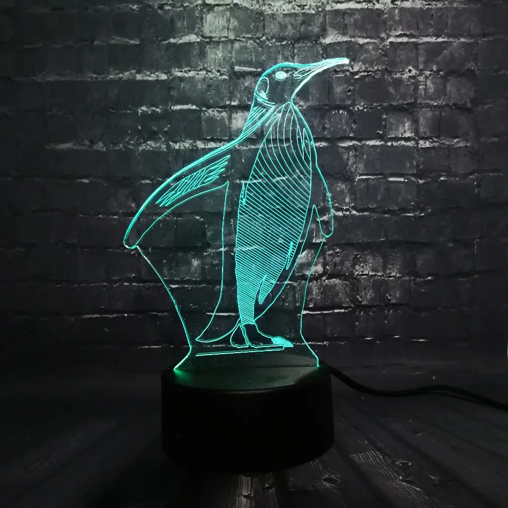 3D Пингвин светодиодный ночник настольная декорационная лампа спальня свет сна 7 цветов Изменение мальчик подарок ребенку на Рождество игрушка USB База