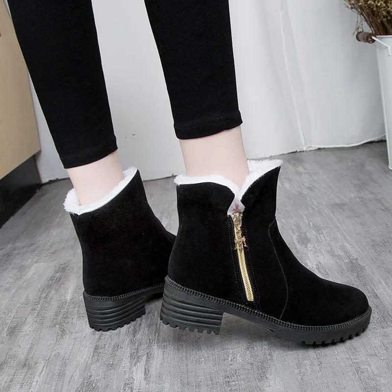 Women's Snow Boots 2019 New Ladies Winter Shoes Warm Short Fur Plush Cotton Women | Обувь