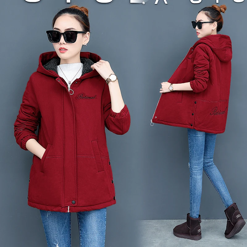 Женская Повседневная куртка с капюшоном свободная бархатная из овечьей шерсти