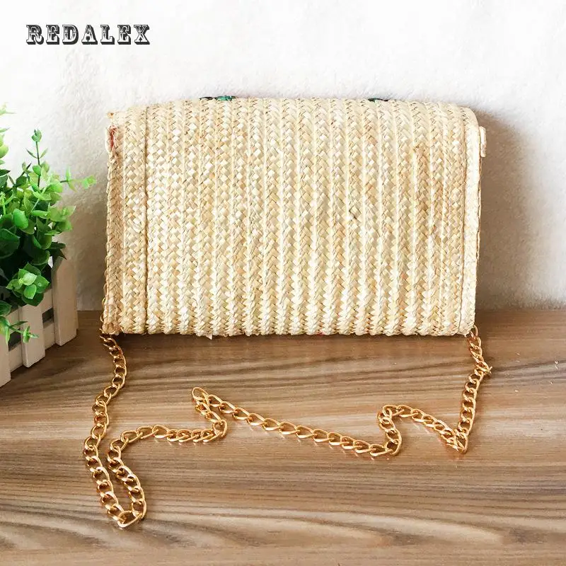New Beach Bag For Summer Chain Women Messenger Bags Bohemian Style Mini Straw Weave Shoulder Crossbody Square Bolsos | Багаж и сумки
