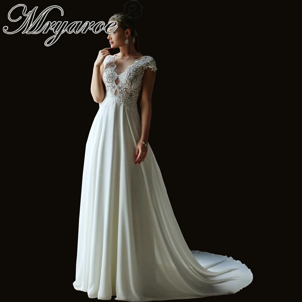 Эксклюзивное роскошное кружевное свадебное платье Mryarce шифоновое А-силуэта