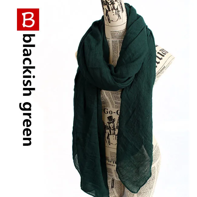 blackish green Однотонный зимний шарф, женский, хиджаб, зеленые шали и шарфы, женский шарф - Цвет: blackish green
