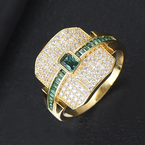 Green Gold GODKI Monaco, дизайнерские Роскошные стекируемые кольца-чокер для женщин, свадебные с кубическим цирконом, обручальное, Дубай, американское свадебное кольцо на палец - Цвет основного камня: Green Gold
