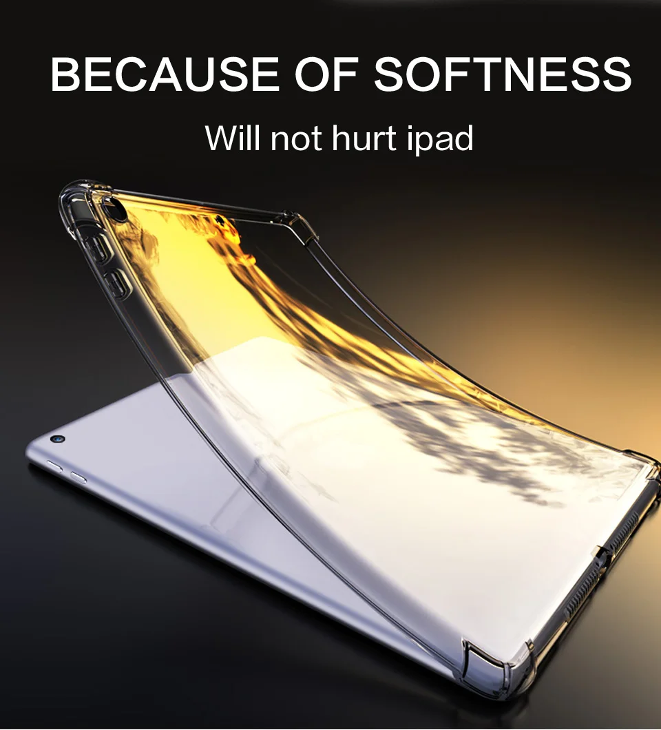 PZOZ чехол для нового iPad Pro 9,7 дюймов Air mini 1 2 3 4 5 Силиконовый противоударный прозрачный мягкий чехол из ТПУ для iPad mini сумка