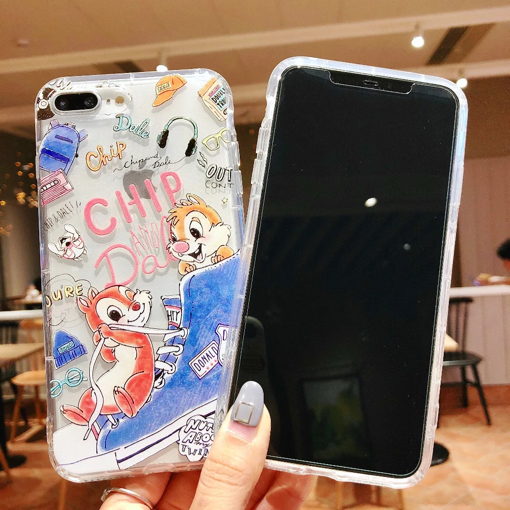 Чехол с милым чипом для iPhone 11 pro X XS MAX XR из мягкого ТПУ прозрачной белкой Brother чехол