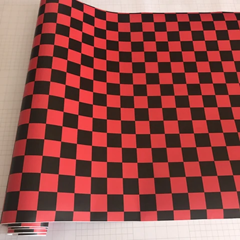 Black Red ORINO клейкая черно-белая гоночная наклейка с Клетчатым флагом Виниловая пленка для автомобиля, велосипеда, мотоцикла, оборачивающая наклейка с воздушными пузырьками - Название цвета: Black Red