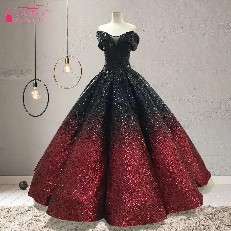 Бальное платье с золотыми блестками вечерние платья короткими рукавами