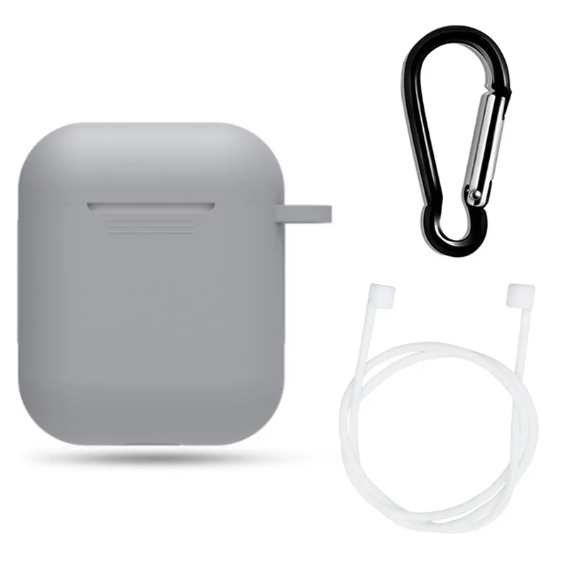 Grey Мягкий силиконовый чехол для наушников Air Pods противоударный защитный чехол для наушников водонепроницаемый для Iphone 7 8 Гарнитура - Цвет: Grey