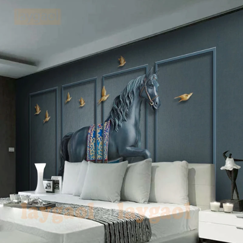 Пользовательские Настенные обои 3D стерео рельеф лошадь экран фото настенные