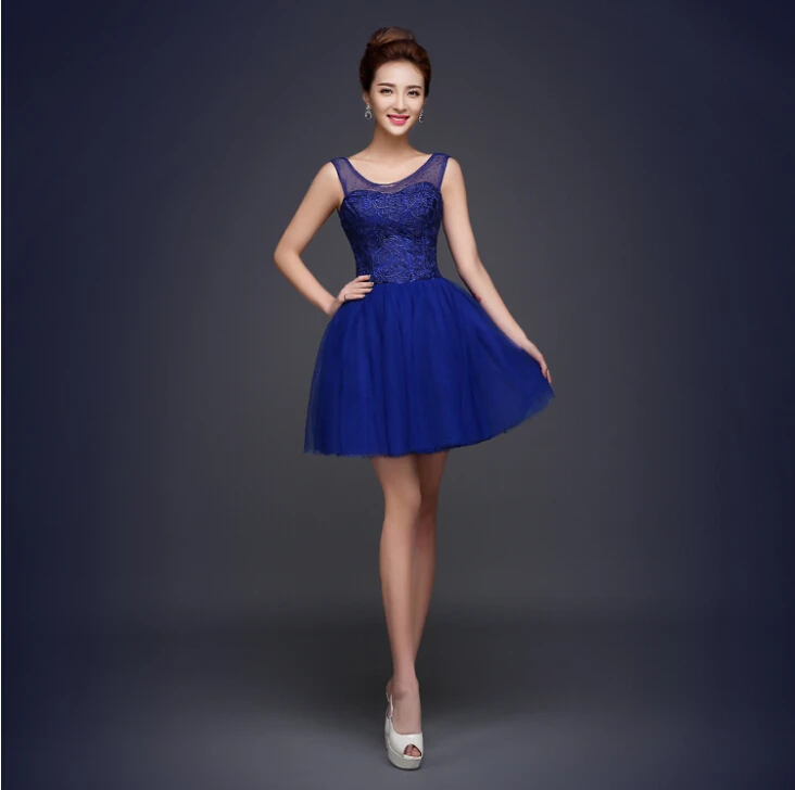 strapless bridal dresses girls ball gown royal blue bride dress bridesmaid short design sister brides made girl W2264 | Свадьбы и