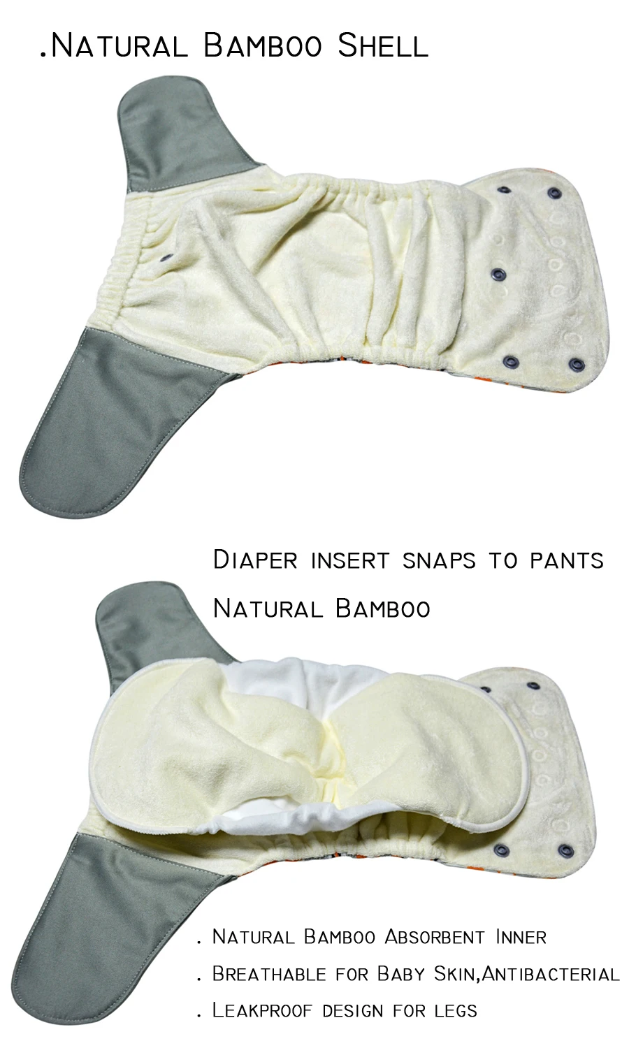 JinoBaby пеленки из бамбуковой ткани один размер Детские AIO пеленки водонепроницаемые-призрак