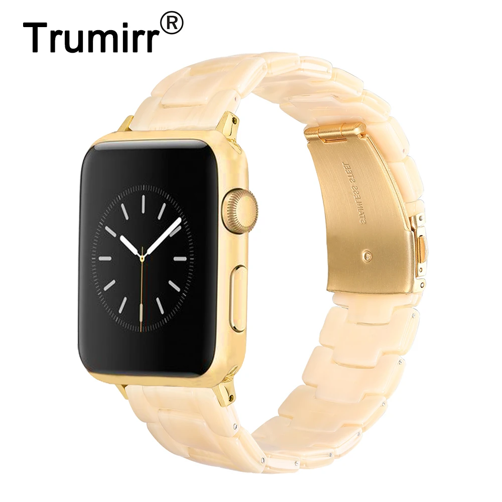 

Premium Resin Watchband for iWatch Apple Watch 38mm 40mm 42mm 44mm Series 5 4 3 2 1 Women Men Wrist Band Steel Buckle Strap Belt