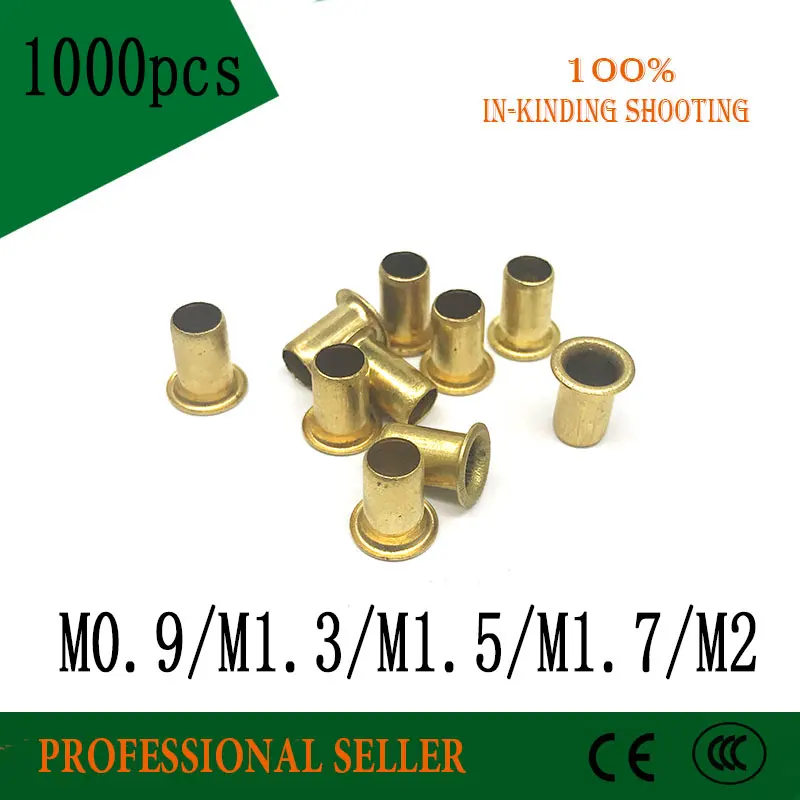 Заклепки 1000 шт. M0.9 M1.3 M1.5 M1.7 M2 медные бронзовые заклепки с отверстиями латунные