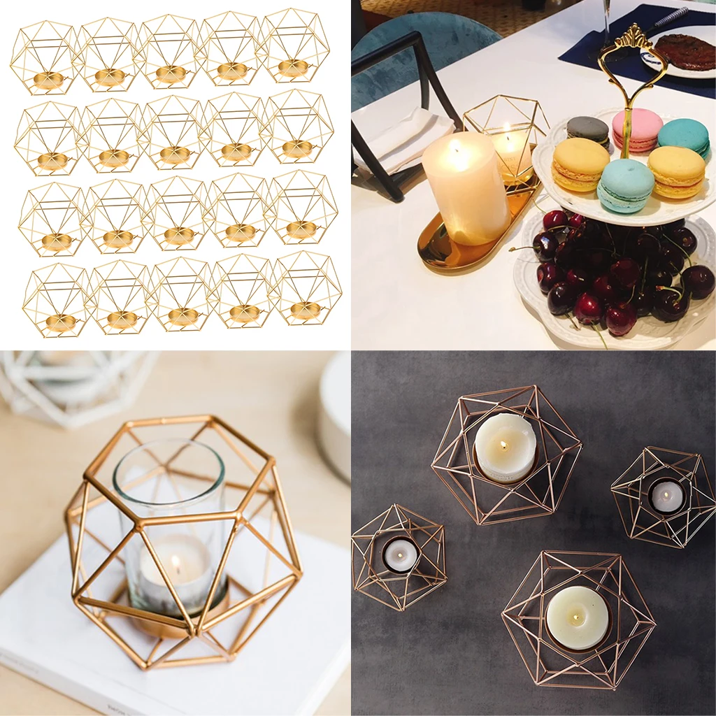 20x Industrial Iron Wire Geometric Tea Light Candle Holder Wedding Party