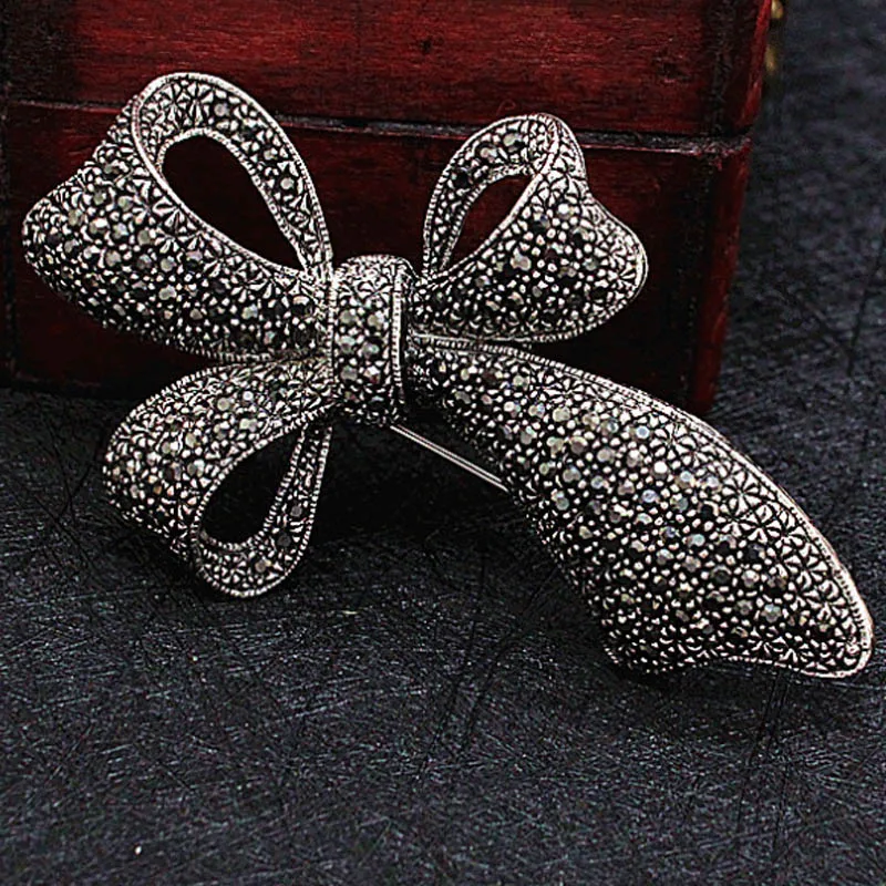 Blucome серые Броши со стразами и кристаллом в виде банта ювелирные изделия