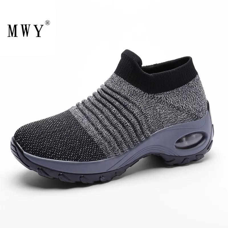 MWY Flats Shoes Women Incresed Socks Sneakers Schoenen Vrouw Slip on Shoes For Women Breathable Outdoor Casual Walking Shoes