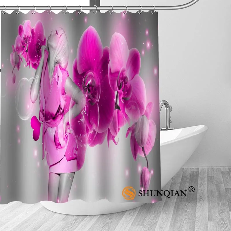 Shower Curtain Заказная занавеска для душа, цветок орхидеи, занавеска для ванной, высокое качество, полиэстер, занавеска для ванной, для дома, отеля, украшения для ванной комнаты - Цвет: Shower Curtain