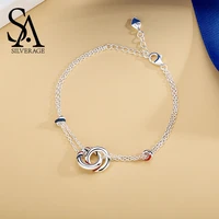sa silverage real 925 sterling silver europa chain bracelet simple temperament birthday gift bracelets for woman 2018 new