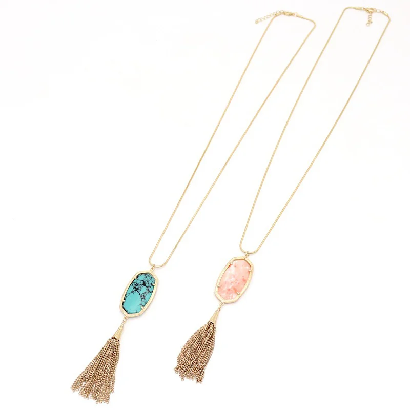 Модный шестигранный розовый кристалл зеленый мраморный камень кулон