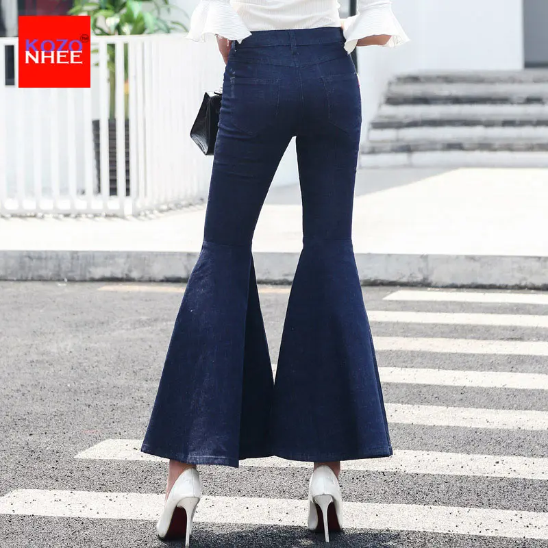 Эластичные расклешенные женские джинсы брюки эластичные для девочек женщин |