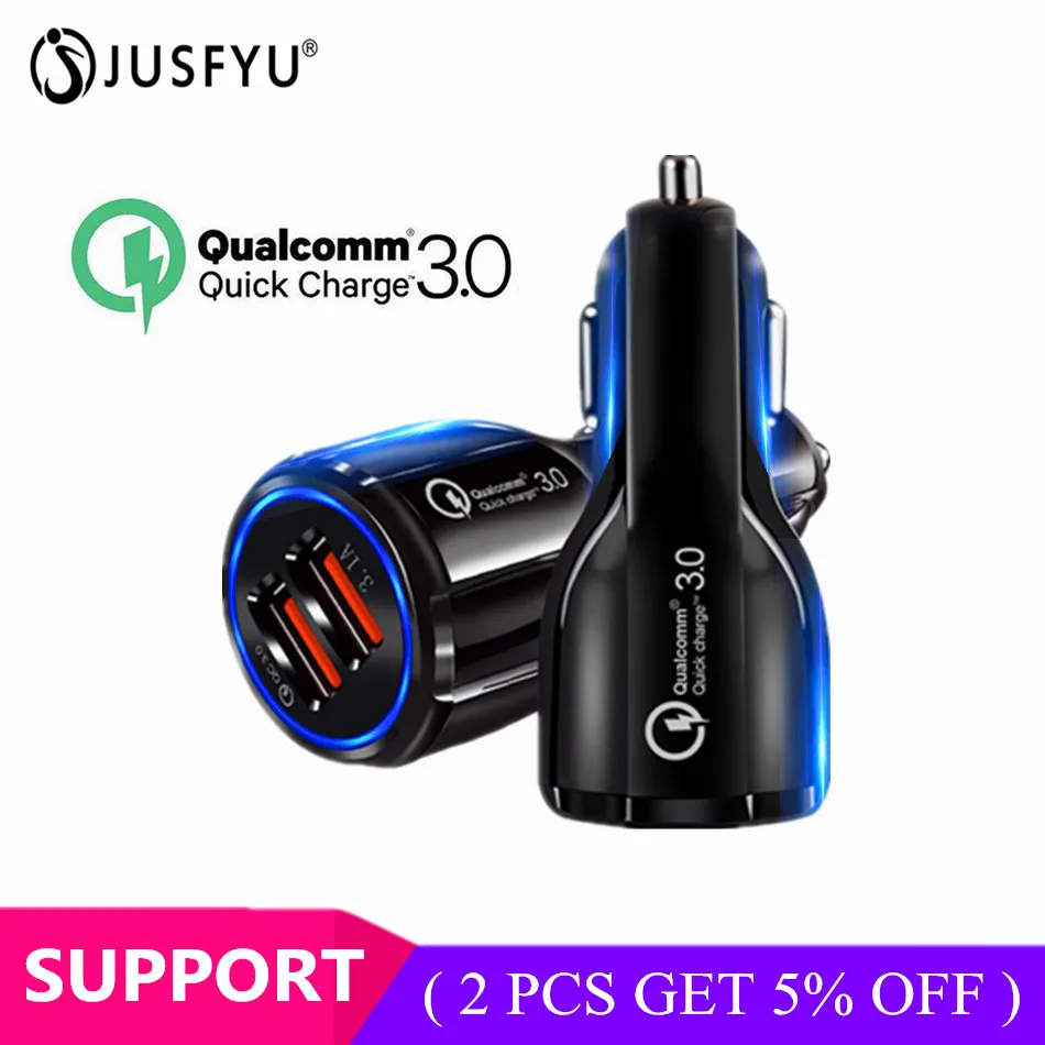 Автомобильное USB ЗУ для мобильного телефона Quick 3,0 с светодиодный дисплей двойной USB Быстрый автомобильный прикуриватель зарядное устройство для iPhone X samsung Xiaomi