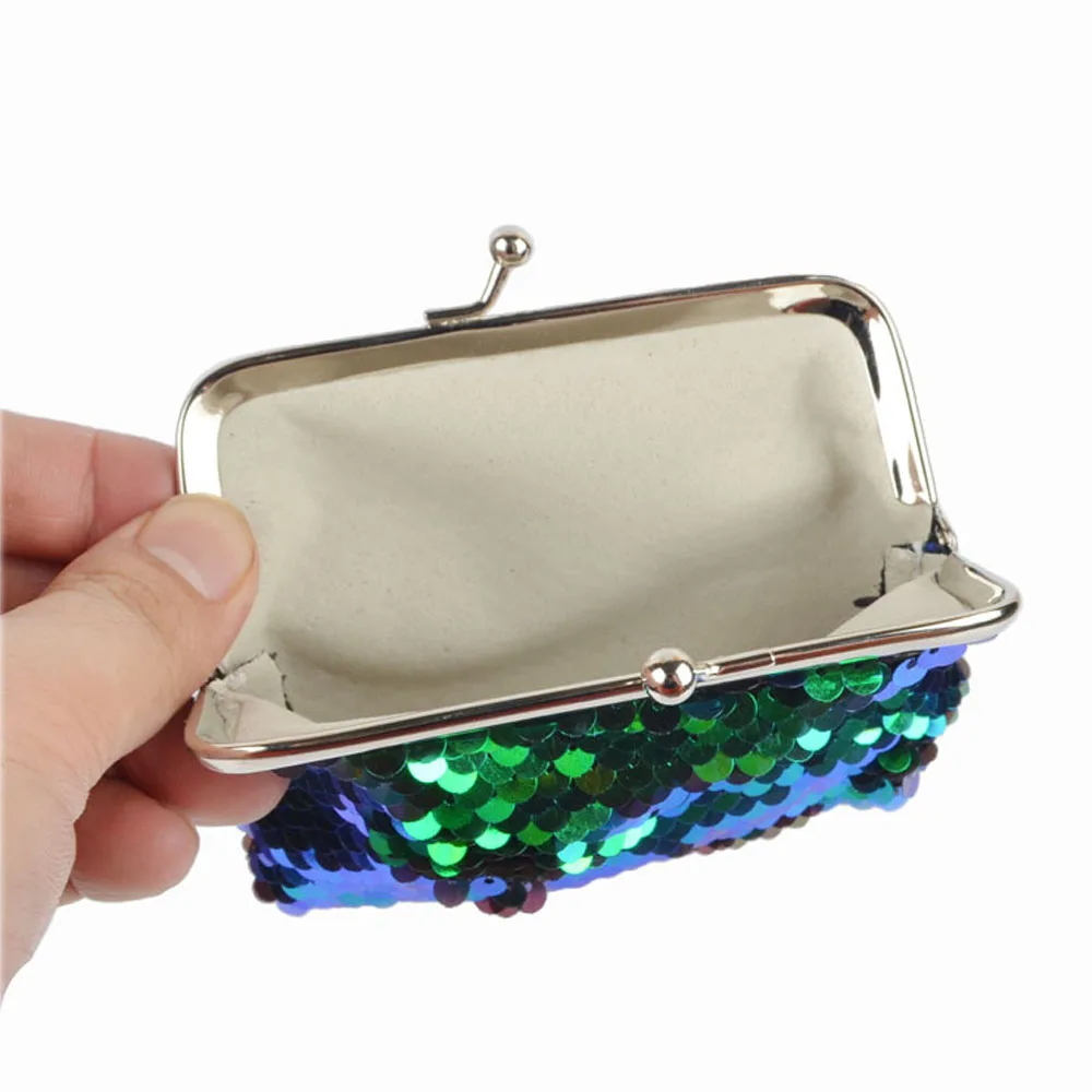 1 шт. двухцветные блестки мини черный кошелек клатч Пряжка Bolsa для женщин Девушка Изменить Портмоне для монет модные аксессуары