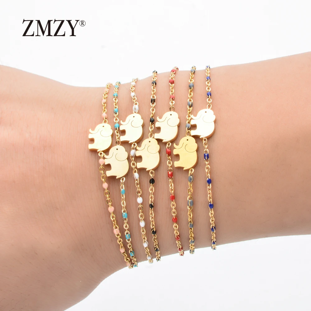 ZMZY Dainty браслет со слонами подвеска золотого цвета Femme цепочка на запястье