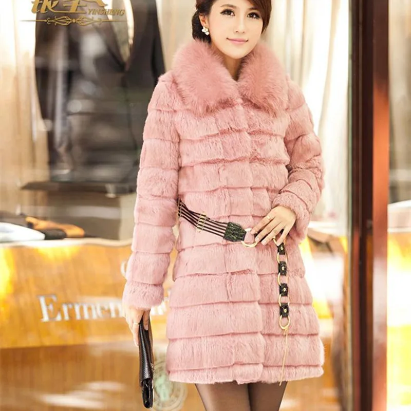 Зимняя женская Подлинная зимняя куртка с воротником из лисьего меха и хлопковой