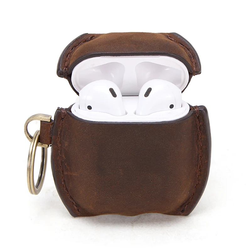 Масляный нубук кожаный чехол для AirPods 1/2 Bluetooth беспроводные наушники защитный чехол кожа для Airpods зарядное устройство аксессуары