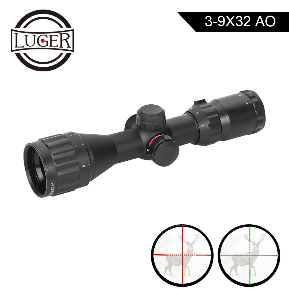 LUGER Оптика прицел 3-9x32 AO охотничий прицел компактный Mil точка сетка башенки Блокировка страйкбол прицел снайперский Коллиматорный прицел