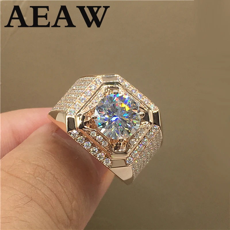 18 К Белый Желтый 750Au золото 2 до 5ct Муассанит Алмаз человек кольцо D Цвет VVS с национальным сертификатом