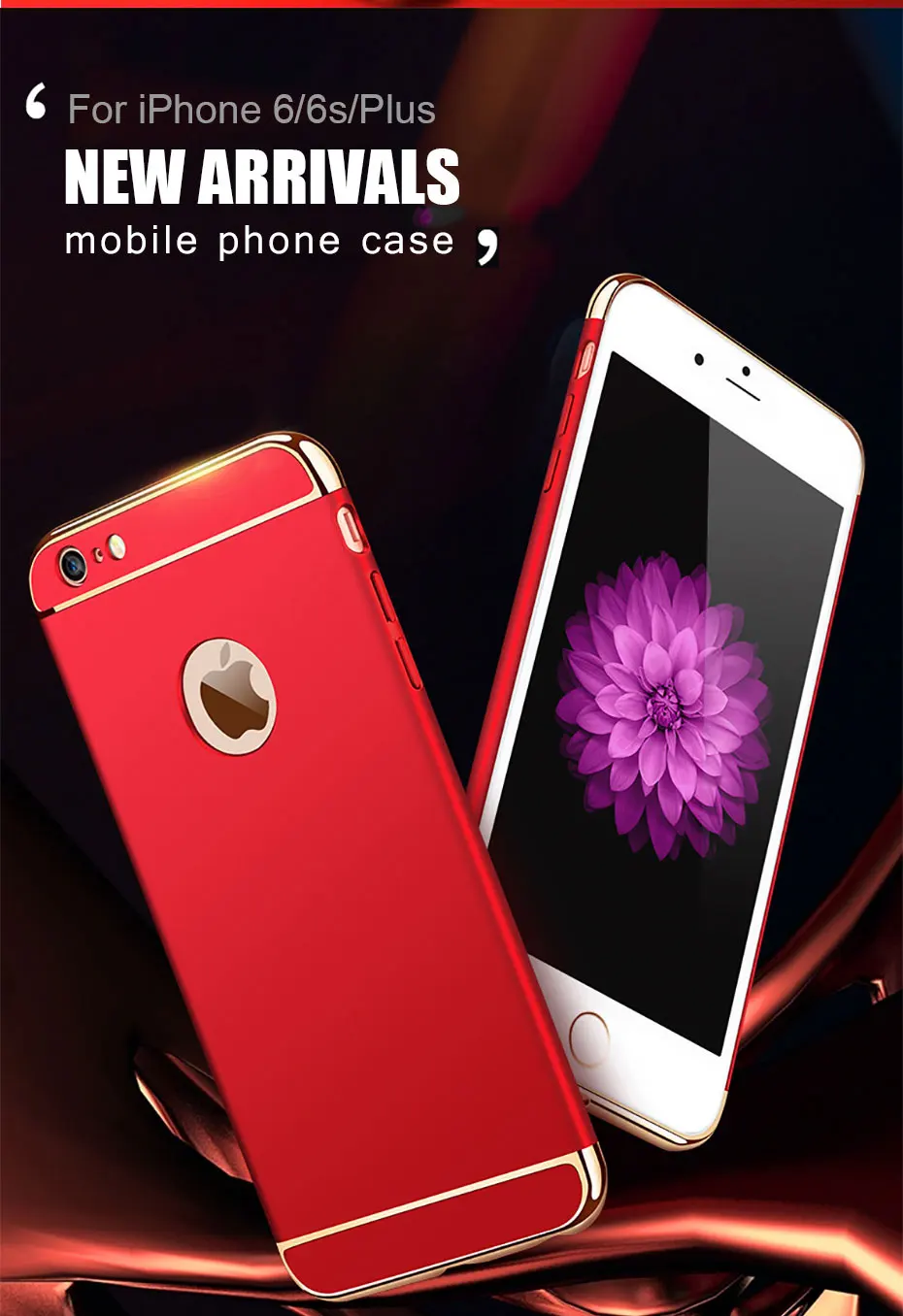 WZH чехол с покрытием назад Роскошные красные чехлы для iPhone 6 6 S 7 plus чехол для iPhone 8 plus x xs 5s жесткий 3 в 1 защитный Ковер Крышка