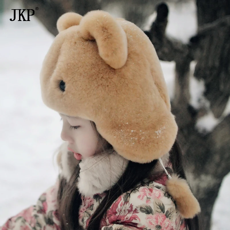 Winter Children Boys Girls Warm Rex Rabbit Fur Hats Kids Real Cap Natural baby Hat | Детская одежда и обувь