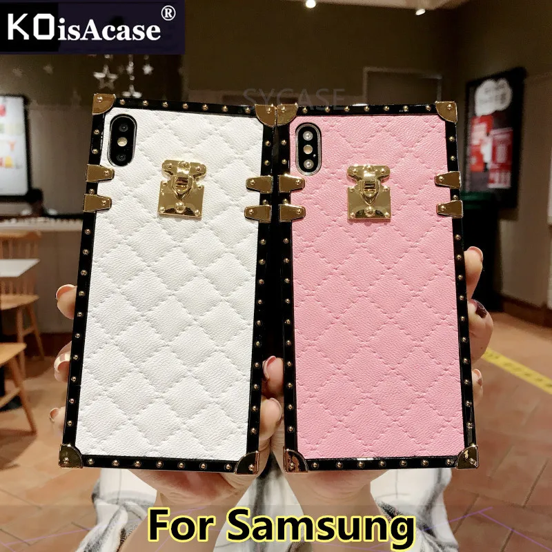 Кожаный чехол для Samsung S8 S9 Plus Note8 Note9 KoisAcase в клетку из ромбической овечьей кожи