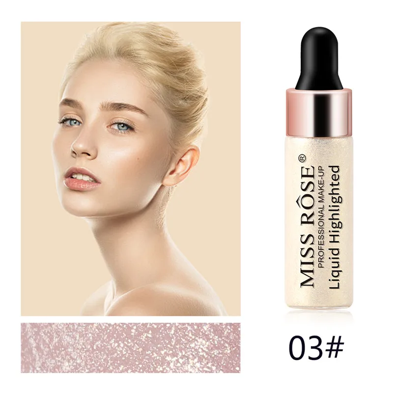 03 MISS ROSE Brand Highlighter Contour Cosmetics Long Lasting Face Brighten Shimmer Glow Liquid Highlighters Makeup Cosmetics TSLM2 - Цвет: 03