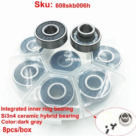 8pc dark grey Новинка! черный керамический шариковый подшипник для скейтборда 608rs, интегрированный разделительный подшипник для Лонгборда, дрифт, дэнсборд, удлиненная распорка 608 - Цвет: 8pc dark grey
