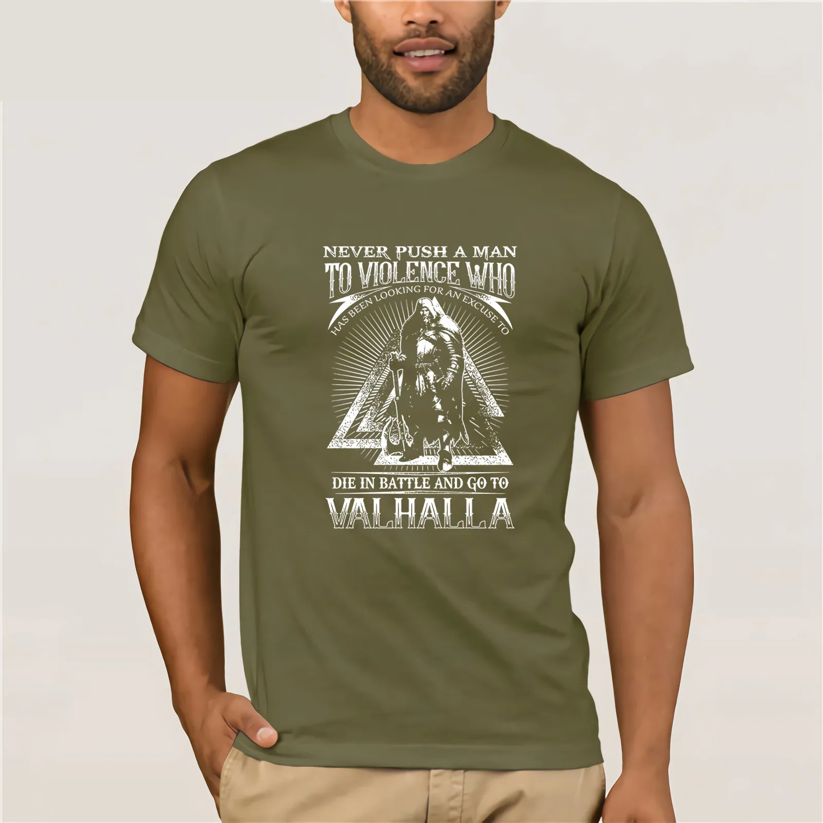 Брендовая Хлопковая мужская одежда облегающая футболка Viking Valhalla модная