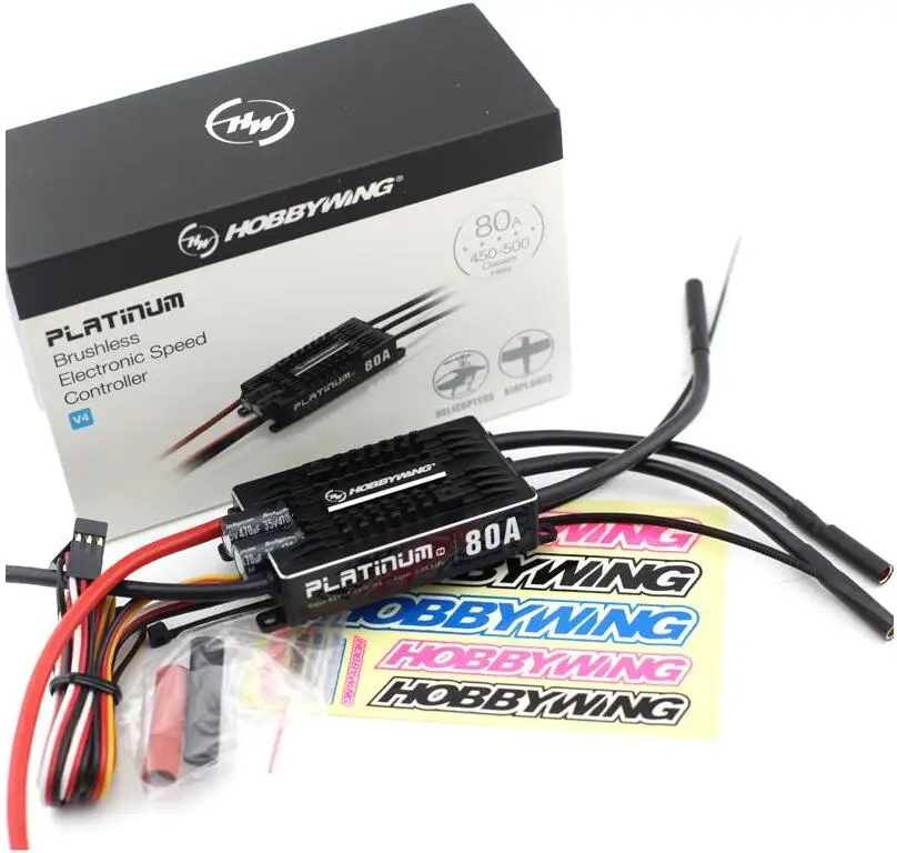 HobbyWing Platinum 80A V4 ESC 3S 6S BEC 5 8V 10A для 450L 500 Class Heli (основное лезвие: 380 470 мм)|Детали и