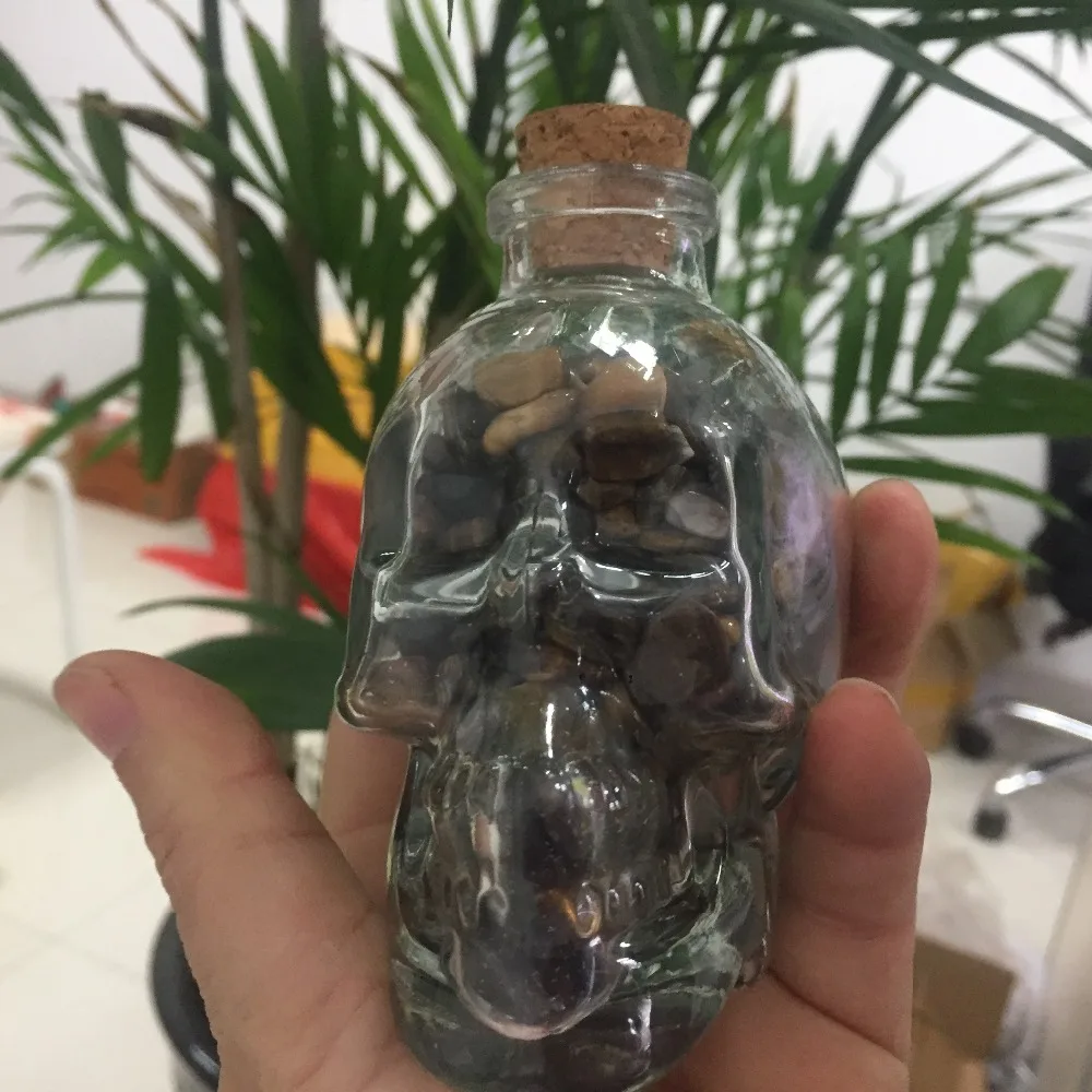 Коллектор целебной энергии, натуральный камень и бутылка с черепом, украшение дома, 5 видов на выбор