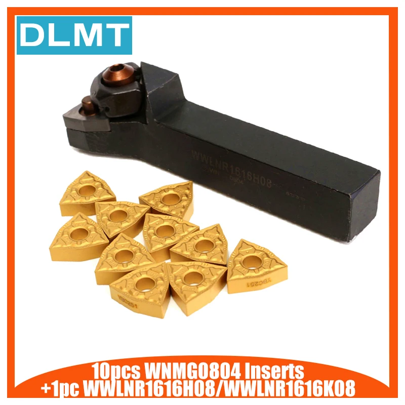 10 шт. WNMG0804 вставки + 1 гаечный ключ WWLNR1616H08/WWLNR1616K08 токарный станок инструмент