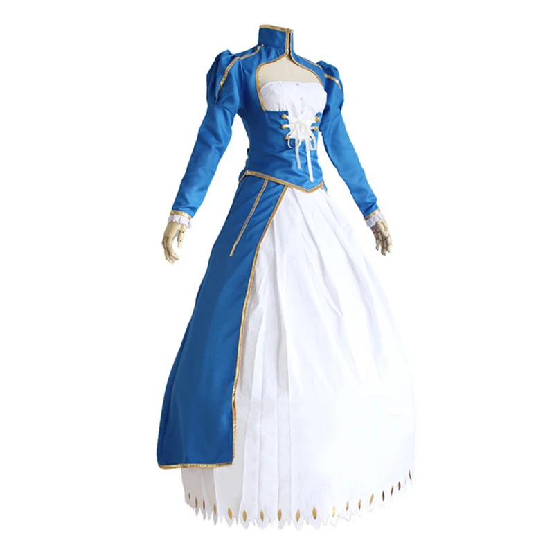 Saber Arturia Pendragon Anime Fate/ZERO Fate/stay night Cosplay Cartoon Halloween Cos Woman Blue battle suit Costume | Тематическая
