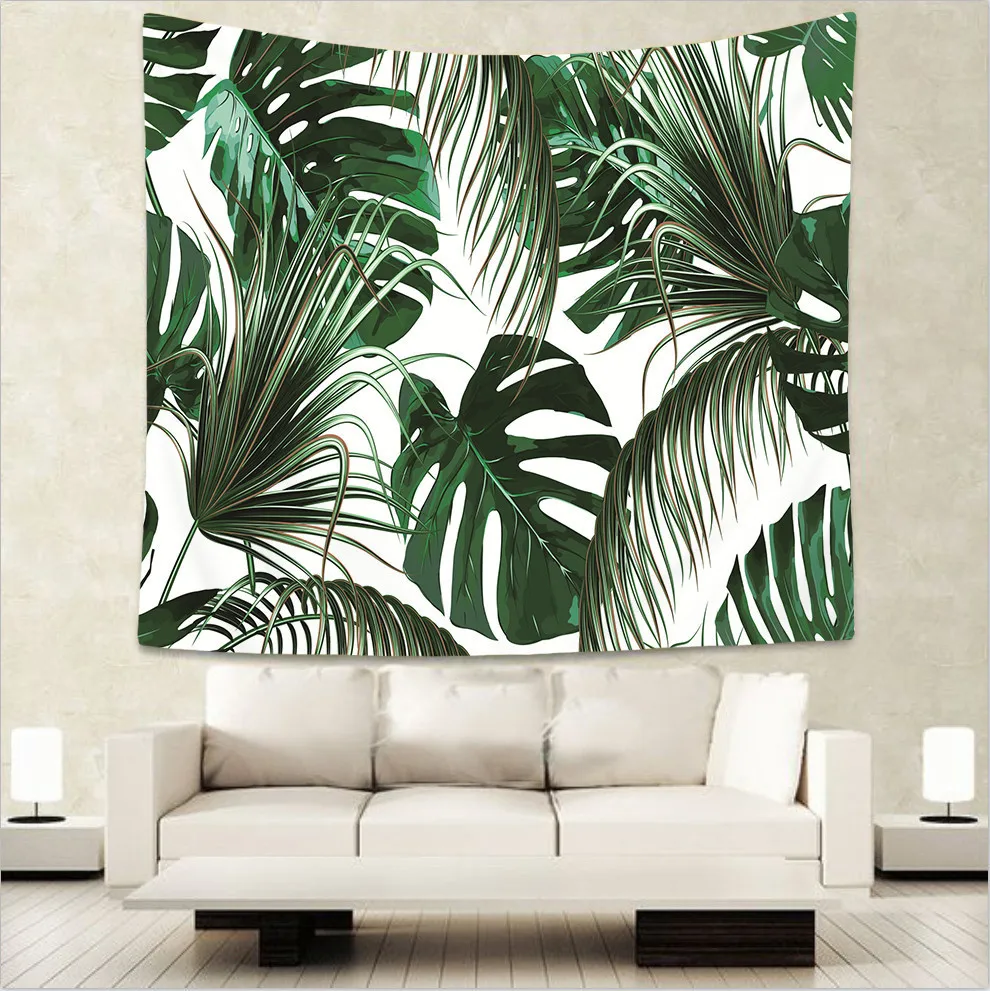 Северное растение зеленые листья домашний декоративный гобелен хиппи мандала