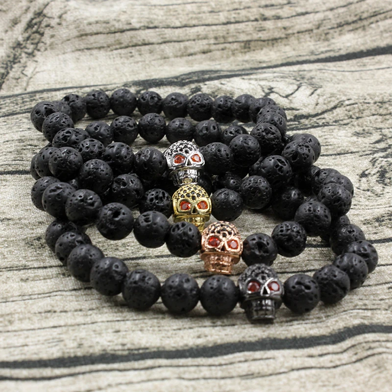 Женский браслет с бусинами в виде черепа|Браслеты шармами| |