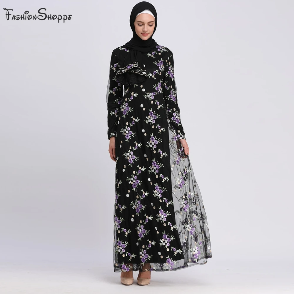 Средний Восток мусульманское осеннее женское модное с круглым вырезом и длинным