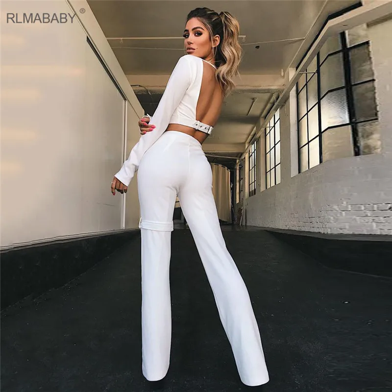 RLMABABY белый цвет вид спереди на молнии с завышенной талией сексуальные брюки Для